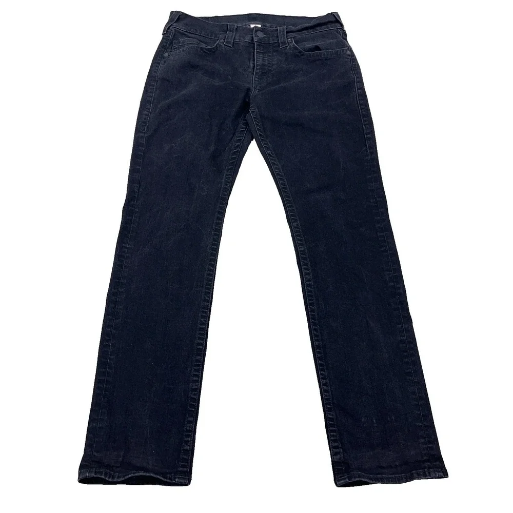 True Religion Jeans Men 34X32 Black Denim Geno Relaxed Slim Fit Black Wash Adult